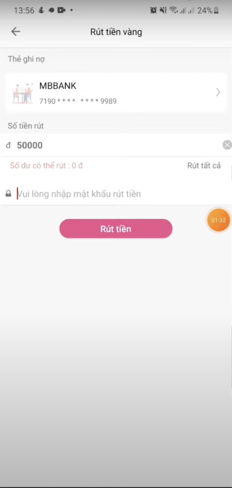 Xác nhận thông tin rút tiền tại MMLive